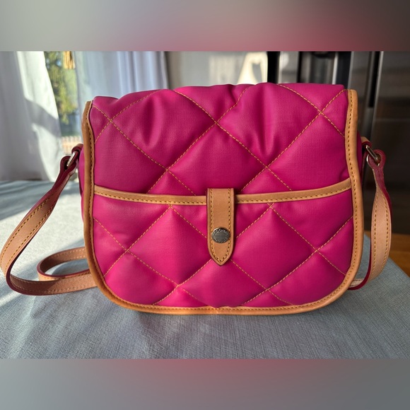 Dooney & Bourke Hot Pink Barbie Quilted Nylon Vacchetta Leather Crossbody Purse - Picture 4 of 16